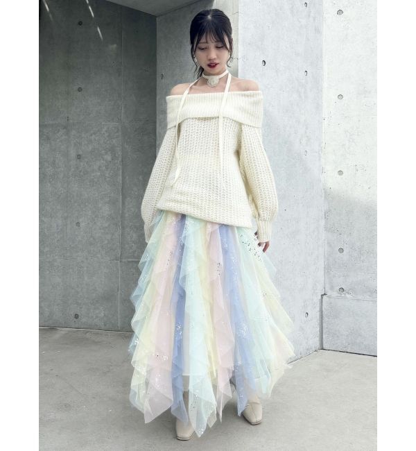 dazzlin「ワッフルオフショルコサージュニット」|ニット・セーター|