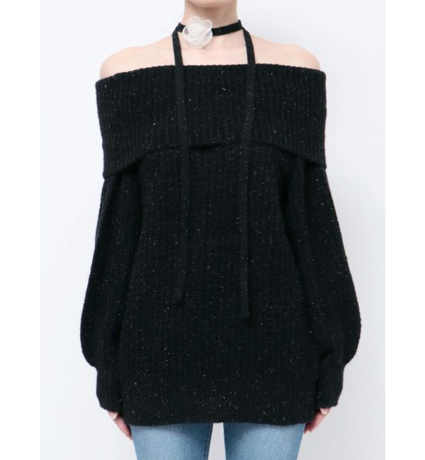 dazzlin「ワッフルオフショルコサージュニット」|ニット・セーター|