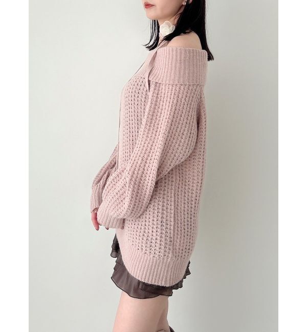 dazzlin「ワッフルオフショルコサージュニット」|ニット・セーター|