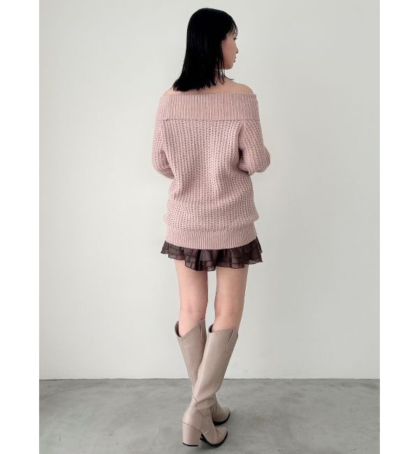 dazzlin「ワッフルオフショルコサージュニット」|ニット・セーター|
