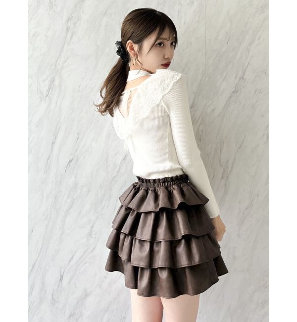 dazzlin「バックオープンフリルニットプルオーバー」|ニット・セーター|