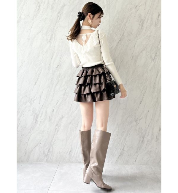 dazzlin「バックオープンフリルニットプルオーバー」|ニット・セーター|