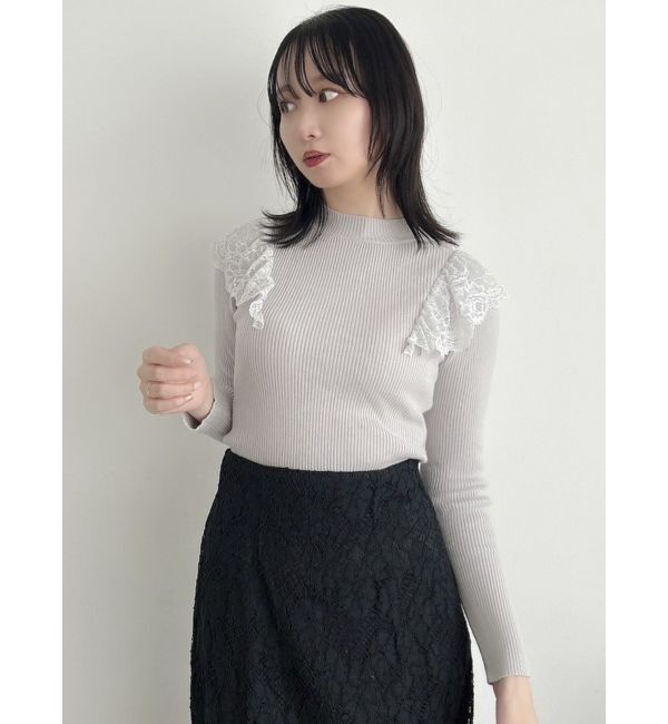 dazzlin「バックオープンフリルニットプルオーバー」|ニット・セーター|