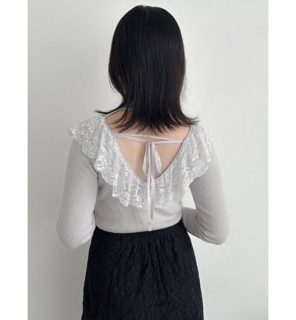 dazzlin「バックオープンフリルニットプルオーバー」|ニット・セーター|