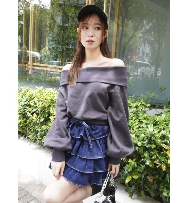 dazzlin「デコルテオープンスウェットトップス」|Tシャツ・カットソー|