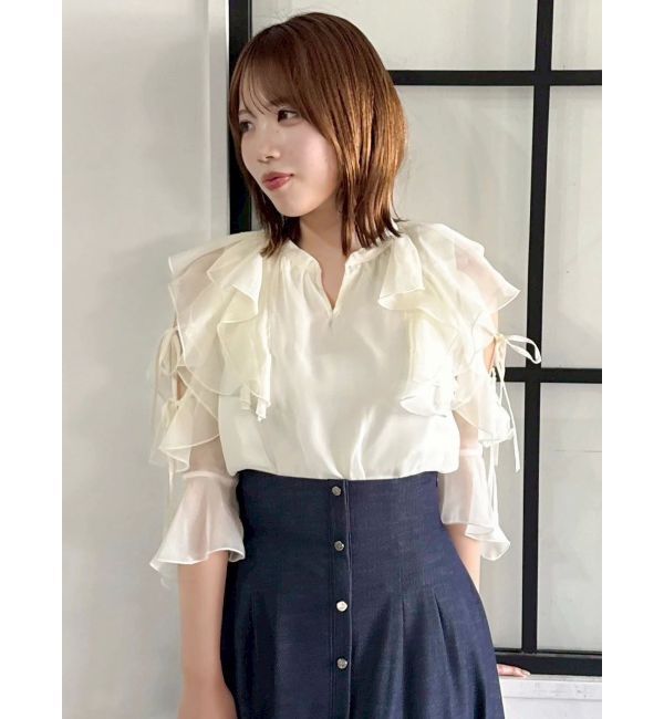 dazzlin「【セットアップ対応】シアーフルイドフリルブラウス」|シャツ・ブラウス|
