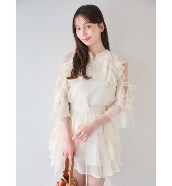 dazzlin「【セットアップ対応】シアーフルイドフリルブラウス」|シャツ・ブラウス|
