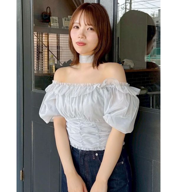 dazzlin「ネックピース付チュールブラウス」|シャツ・ブラウス|