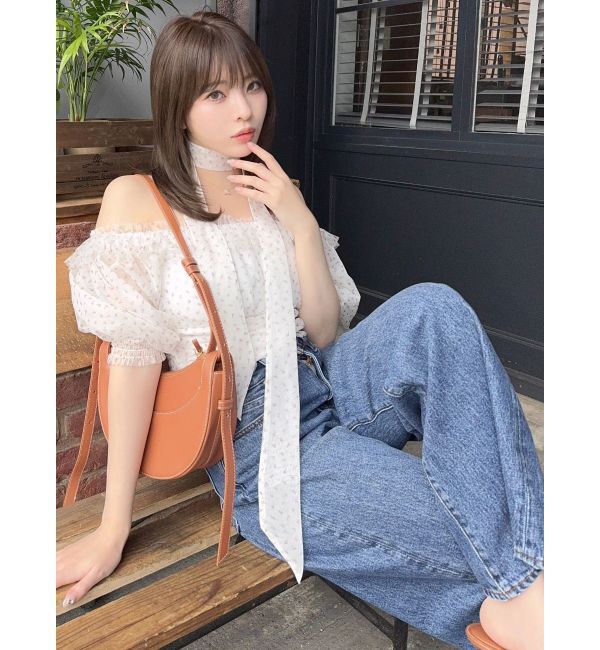 dazzlin「ネックピース付チュールブラウス」|シャツ・ブラウス|