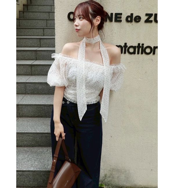 dazzlin「ネックピース付チュールブラウス」|シャツ・ブラウス|