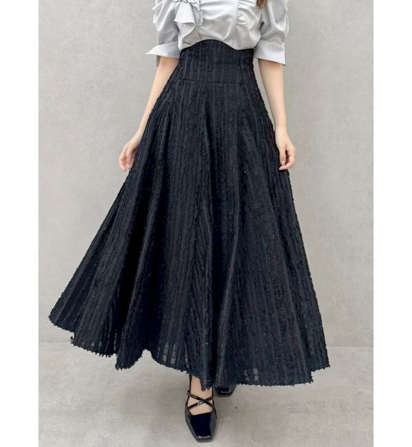 dazzlin「シアーボリューミーフレアスカート」|スカート|ブラック