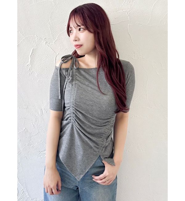 dazzlin「ワンショルギャザーカットトップス」|Tシャツ・カットソー|