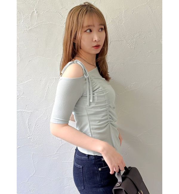 dazzlin「ワンショルギャザーカットトップス」|Tシャツ・カットソー|