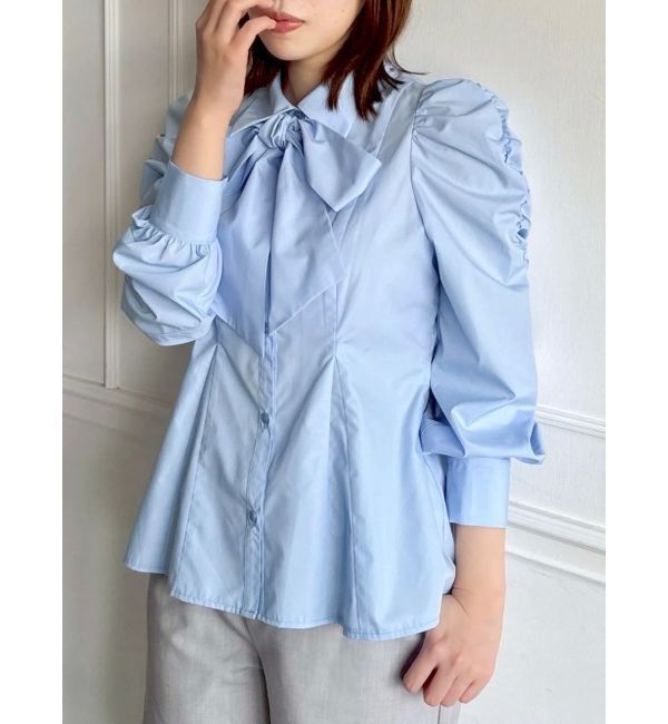 dazzlin「2WAYボウタイペプラムブラウス」|シャツ・ブラウス|ブルー