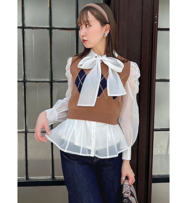 dazzlin「アーガイルニットトップス」|ニット・セーター|