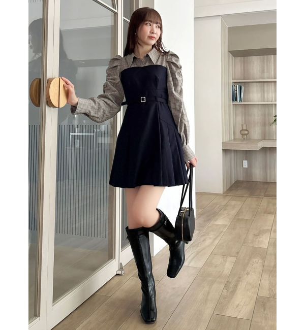 dazzlin「長袖レイヤードシャツミニワンピース」|ワンピース|
