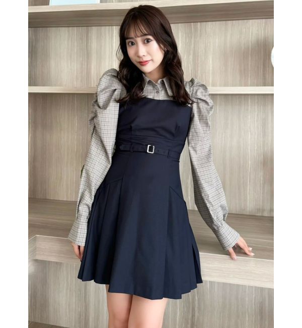 dazzlin「長袖レイヤードシャツミニワンピース」|ワンピース|