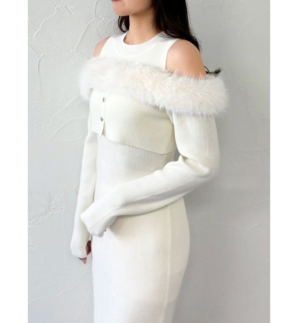 dazzlin「オフショルファードッキングニットワンピース」|ワンピース|