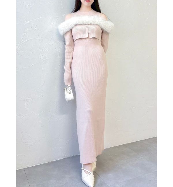 dazzlin「オフショルファードッキングニットワンピース」|ワンピース|