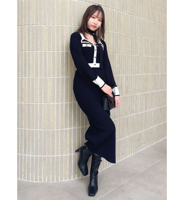 dazzlin「バイカラーニットワンピース」|ワンピース|