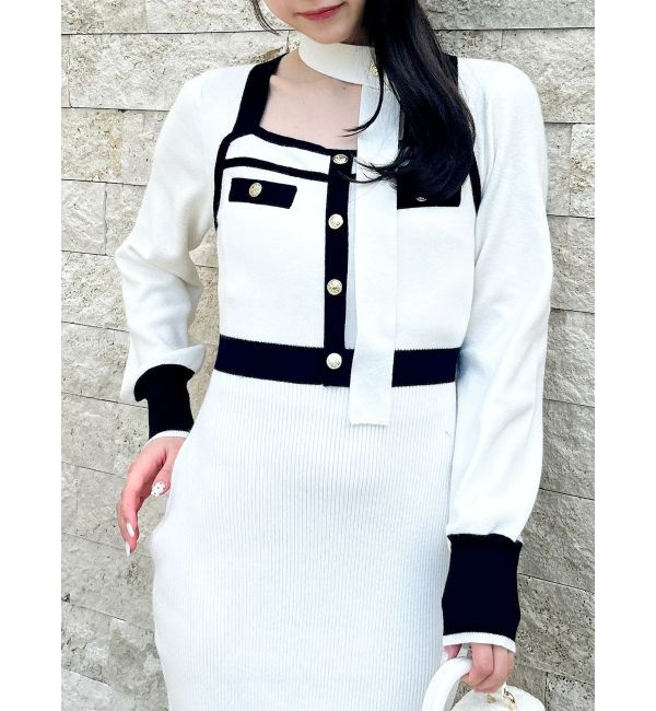 dazzlin「バイカラーニットワンピース」|ワンピース|