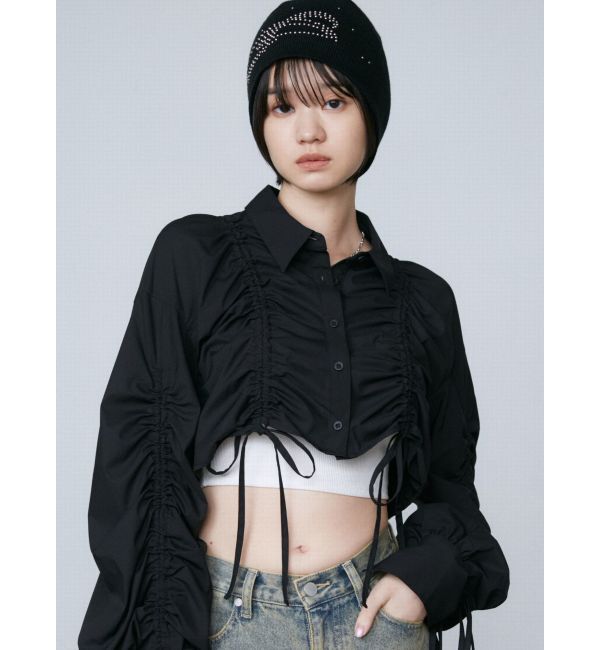EMODA「ストリングリボンショートシャツ」|シャツ・ブラウス|ブラック
