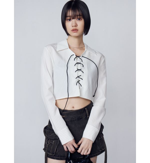 EMODA「レースアップショートシャツ」|シャツ・ブラウス|