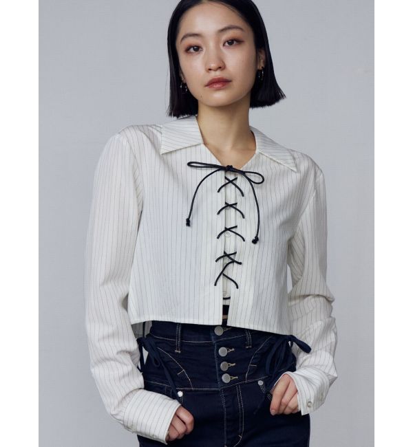 EMODA「レースアップショートシャツ」|シャツ・ブラウス|