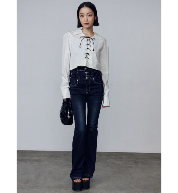 EMODA「レースアップショートシャツ」|シャツ・ブラウス|