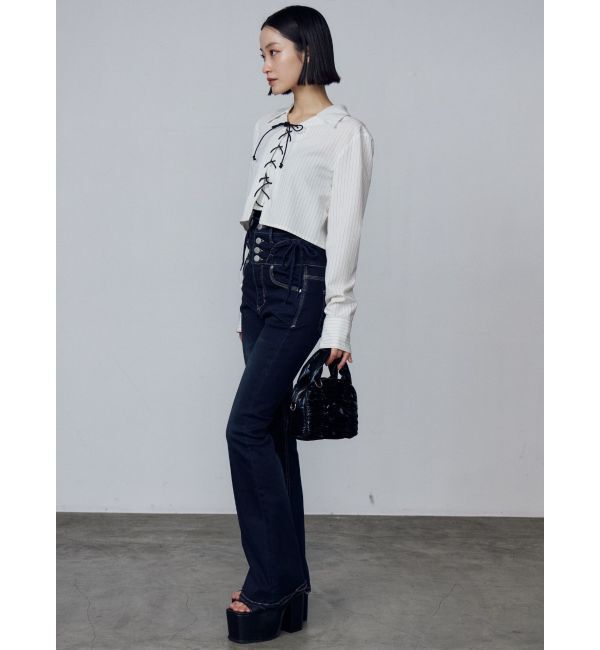 EMODA「レースアップショートシャツ」|シャツ・ブラウス|