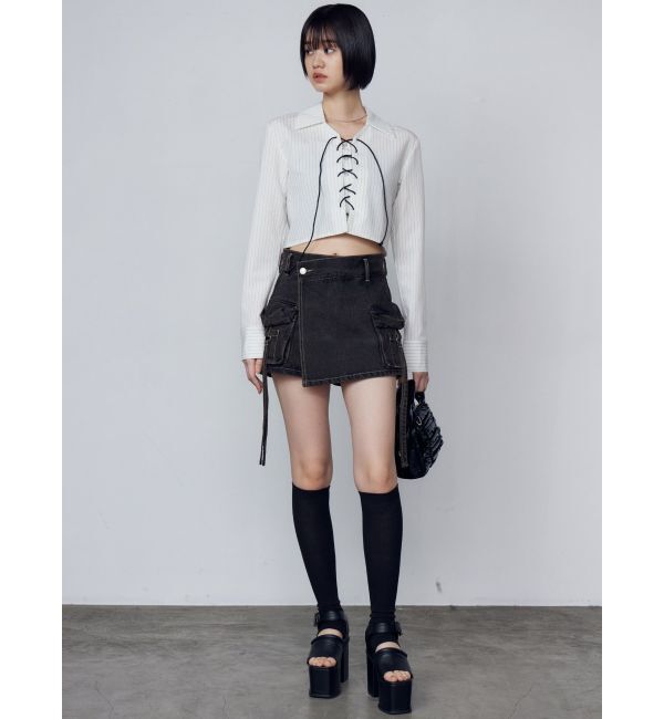 EMODA「レースアップショートシャツ」|シャツ・ブラウス|