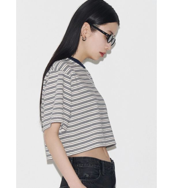 EMODA「【VEQUM】HIGH GAUGE BORDER SHORT T SHIRT」|Tシャツ・カットソー|