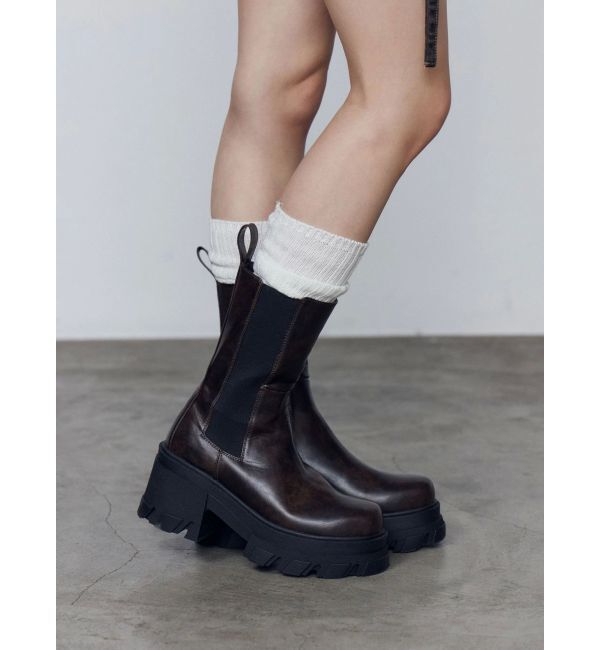 EMODA「サイドゴアタンクブーツ」|ショートブーツ|ブラウン