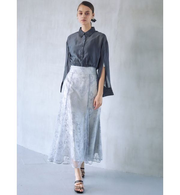 MERCURYDUO「スリットスリーブクロップドシャツ」|シャツ・ブラウス|