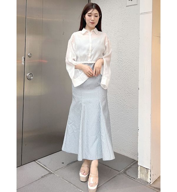 MERCURYDUO「スリットスリーブクロップドシャツ」|シャツ・ブラウス|