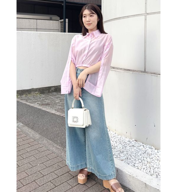 MERCURYDUO「スリットスリーブクロップドシャツ」|シャツ・ブラウス|