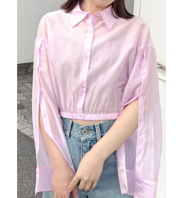 MERCURYDUO「スリットスリーブクロップドシャツ」|シャツ・ブラウス|