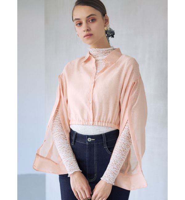 MERCURYDUO「スリットスリーブクロップドシャツ」|シャツ・ブラウス|