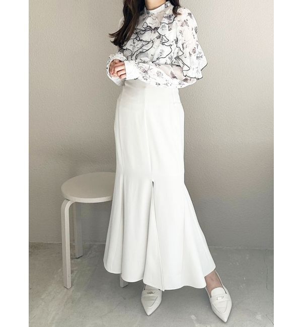 MERCURYDUO「配色メローラッフルブラウス」|シャツ・ブラウス|