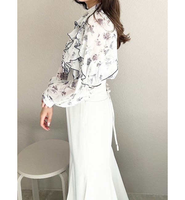 MERCURYDUO「配色メローラッフルブラウス」|シャツ・ブラウス|