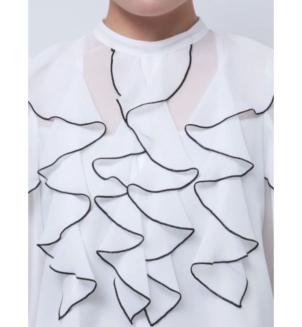 MERCURYDUO「配色メローラッフルブラウス」|シャツ・ブラウス|