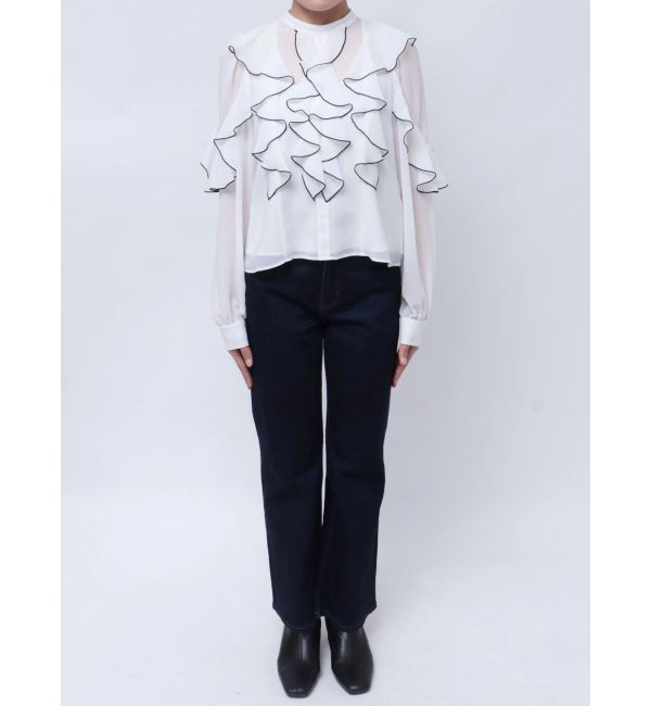 MERCURYDUO「配色メローラッフルブラウス」|シャツ・ブラウス|