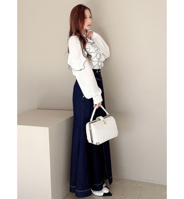 MERCURYDUO「配色メローラッフルブラウス」|シャツ・ブラウス|