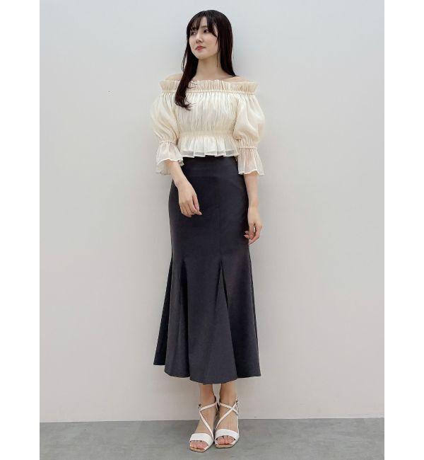 MERCURYDUO「2WAYオフショル五分袖シャーリングブラウス」|シャツ・ブラウス|