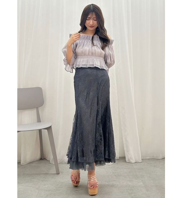 MERCURYDUO「2WAYオフショル五分袖シャーリングブラウス」|シャツ・ブラウス|