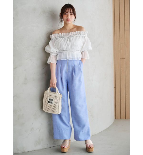 MERCURYDUO「2WAYオフショル五分袖シャーリングブラウス」|シャツ・ブラウス|