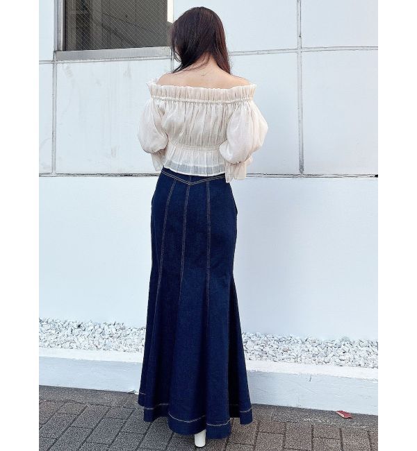 MERCURYDUO「2WAYオフショル五分袖シャーリングブラウス」|シャツ・ブラウス|