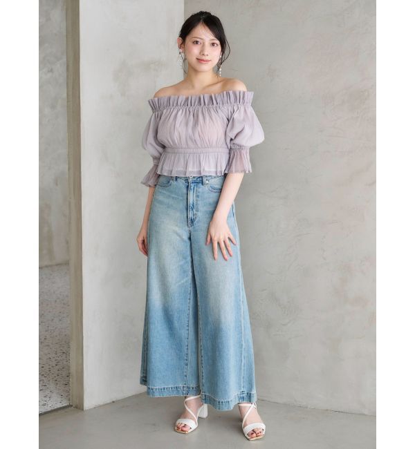 MERCURYDUO「2WAYオフショル五分袖シャーリングブラウス」|シャツ・ブラウス|