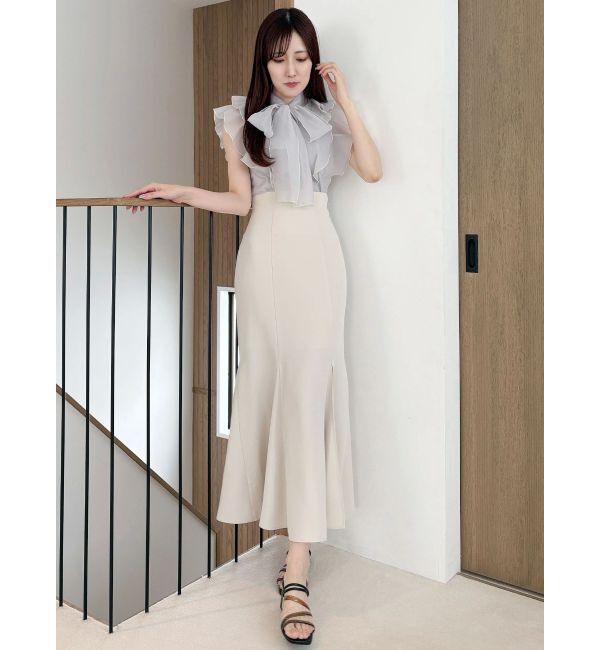 MERCURYDUO「オーガンジー配色メローブラウス」|シャツ・ブラウス|