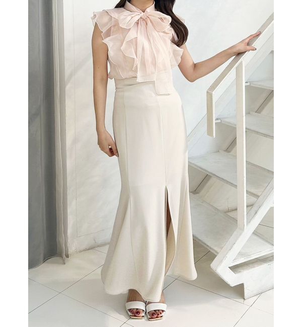 MERCURYDUO「オーガンジー配色メローブラウス」|シャツ・ブラウス|